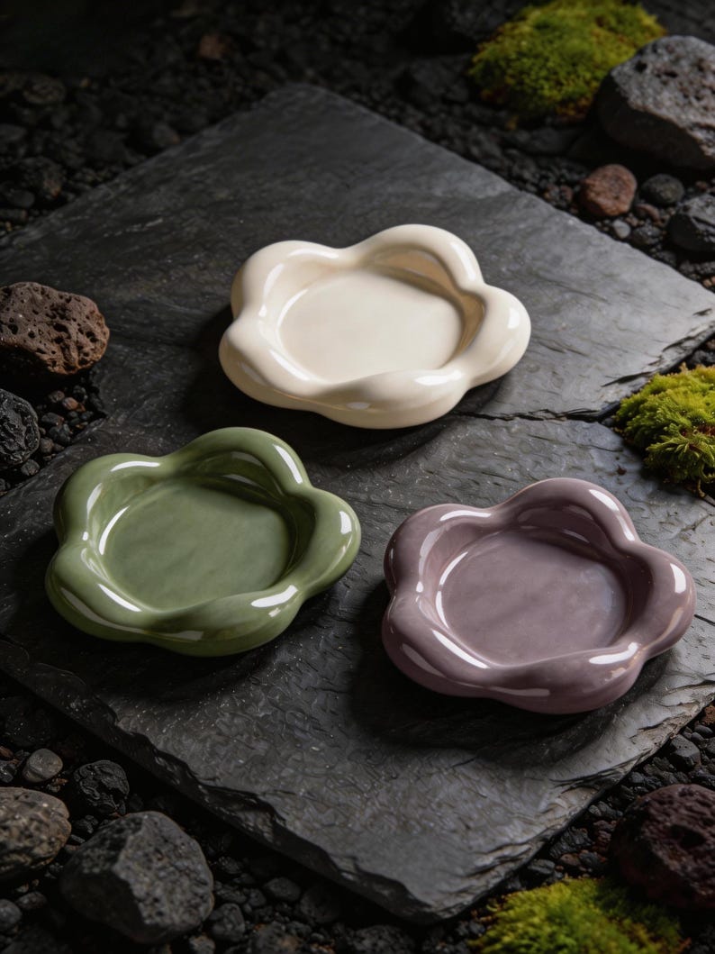 Flower-shaped ceramic cat bowl